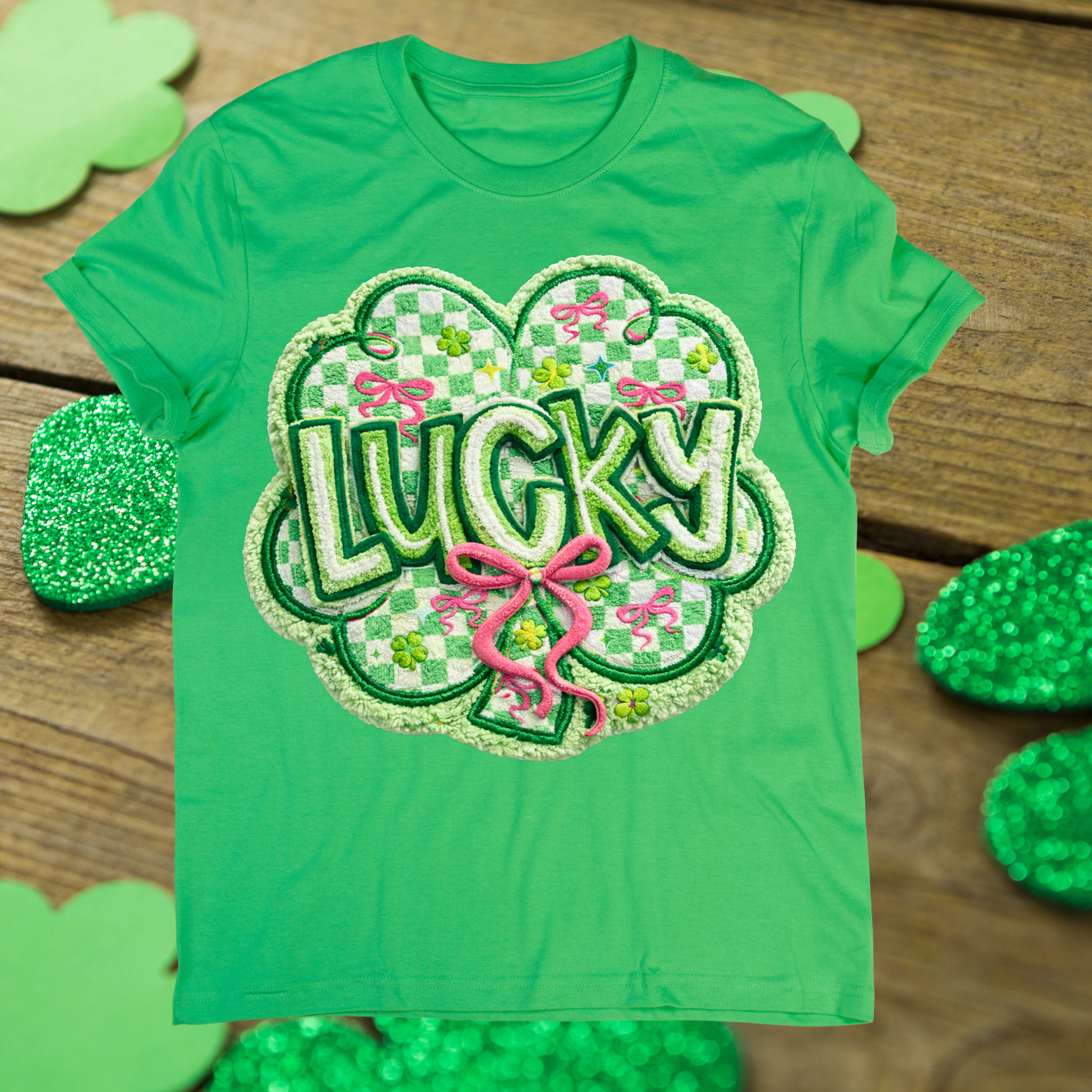 Lucky Checkered Clover & Bow